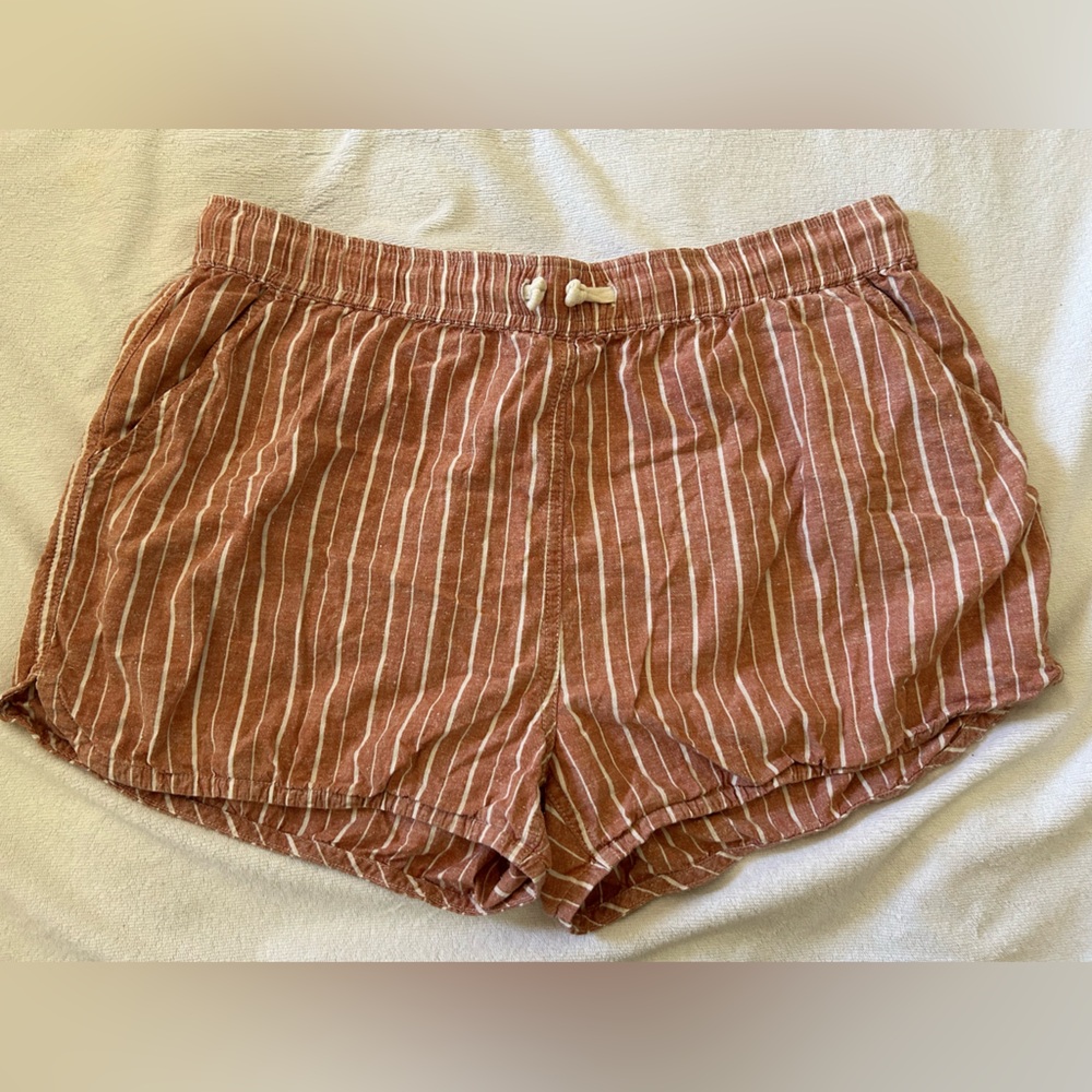 Marine Layer Rust and White Striped Shorts